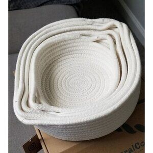 New 5-Piece Round Small Woven Baskets Set– Cotton Rope Baskets
